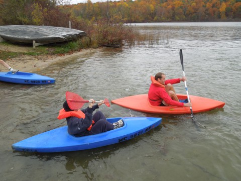 Kayaking at Men's Retreat at Camp Friedenswald