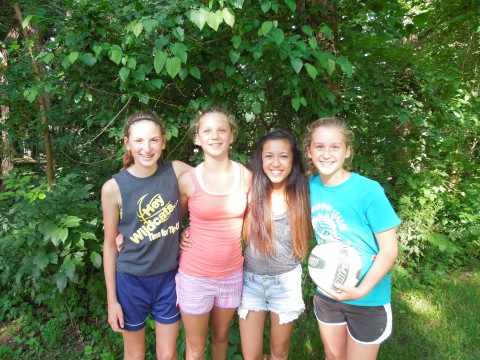 Girls posing at Junior Retreat at Camp Friedenswald