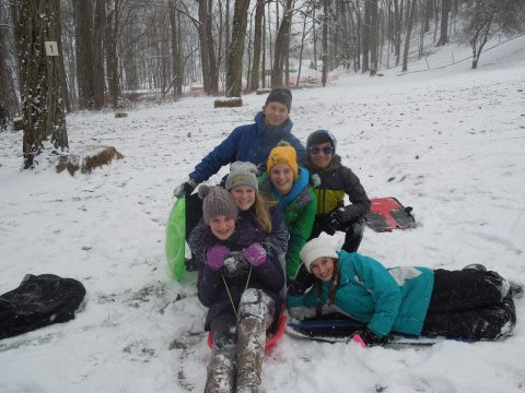 Youth at Winter Camp after sledding