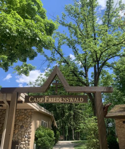 camp friedenswald entrance arch and sign