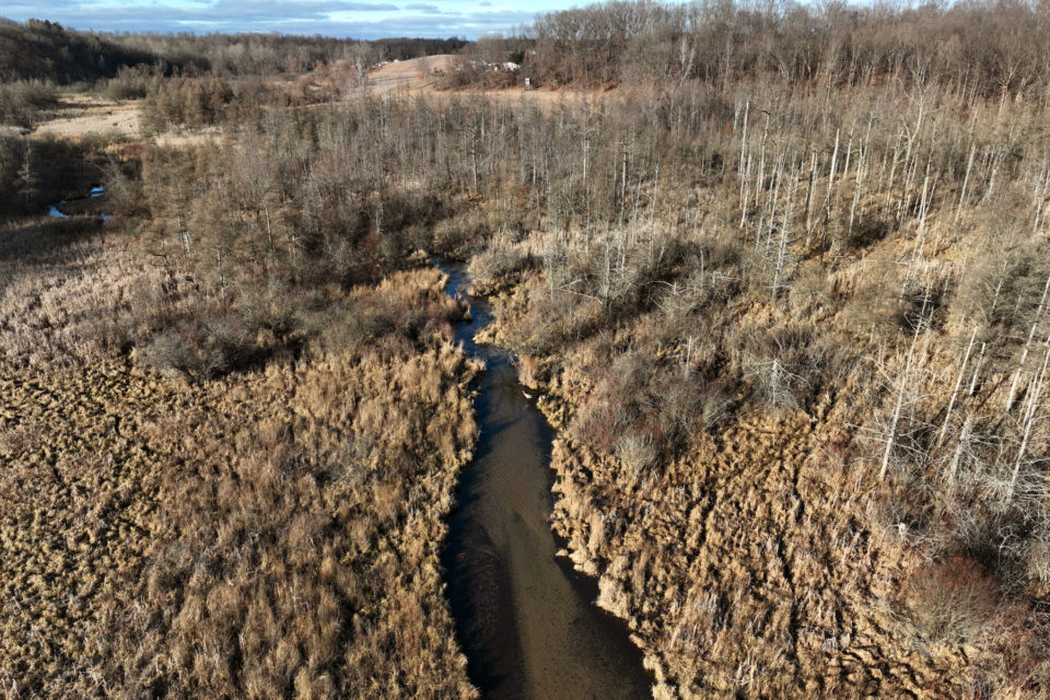 Aerial view of west fen at Camp